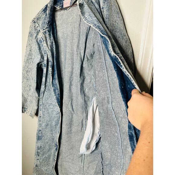 DANIEL Vintage Long Acid Washed Denim Duster Rancher Style Coat Size Medium - Picture 10 of 12